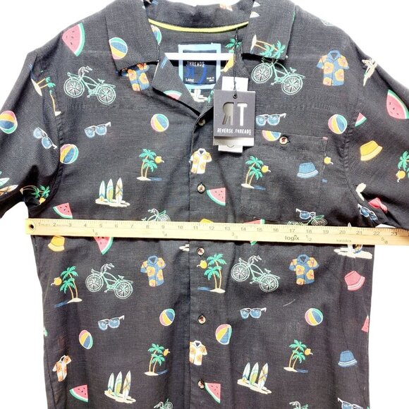 Mens Reverse Threads Short Sleeve Button-Up Shirt With Tropical Print Size L - Picture 5 of 11
